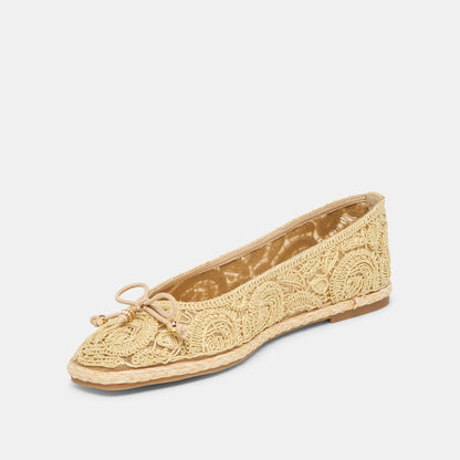 Tianna Lt Natural Raffia Lace Ballet Flats | Dolce Vita Hot Sale