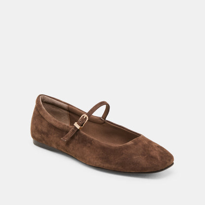 Reyes Wide Dk Brown Suede Ballet Flats | Dolce Vita Discount