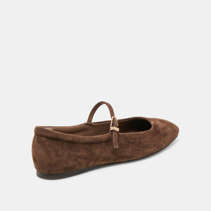 Reyes Wide Dk Brown Suede Ballet Flats | Dolce Vita Discount