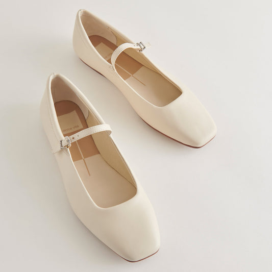 Reyes Wide Ballet Flats Ivory Leather | Ivory Ballet Flats
 – Dolce Vita | Dolce Vita Recommended