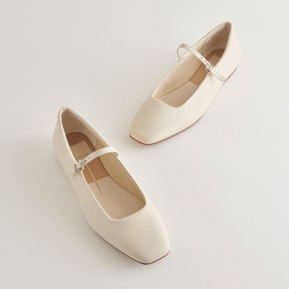 Reyes Wide Ballet Flats Ivory Leather | Ivory Ballet Flats
 – Dolce Vita | Dolce Vita Recommended