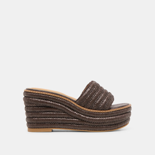 Throne Wide Chocolate Raffia Wedges | Dolce Vita Quality