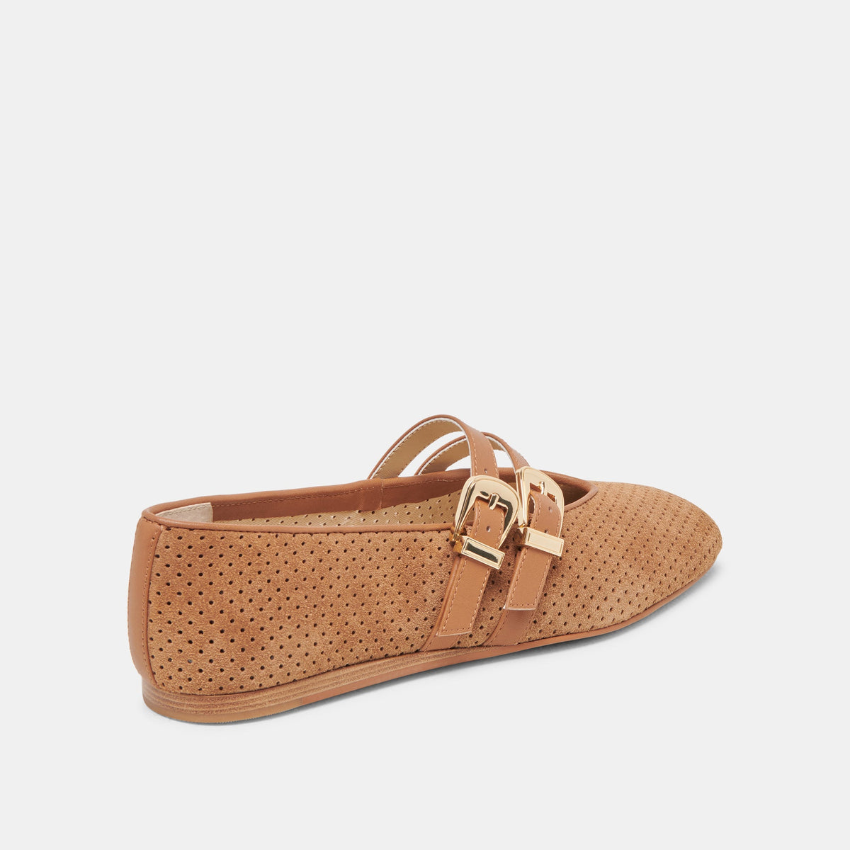 Baylee Wide Pecan Perforated Suede Ballet Flats | Dolce Vita Top Pick