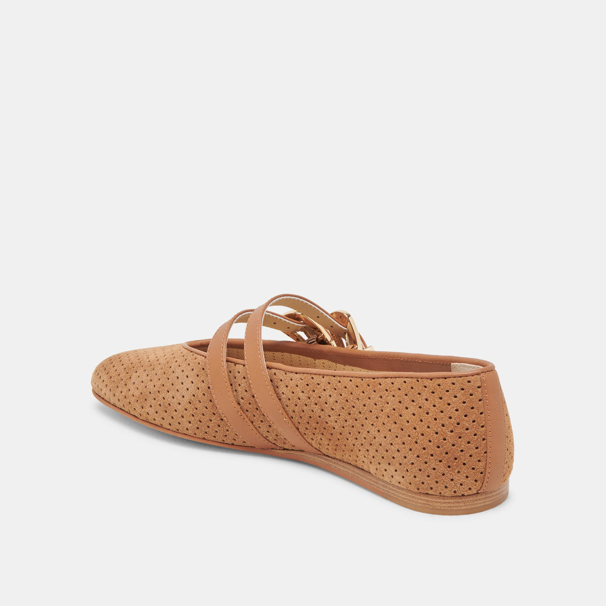Baylee Wide Pecan Perforated Suede Ballet Flats | Dolce Vita Top Pick