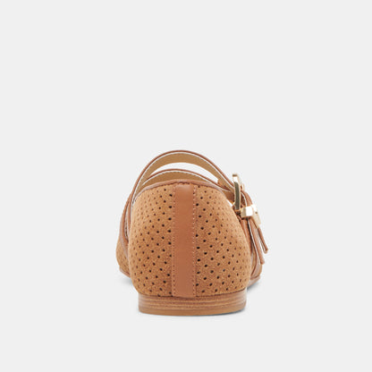 Baylee Wide Pecan Perforated Suede Ballet Flats | Dolce Vita Top Pick