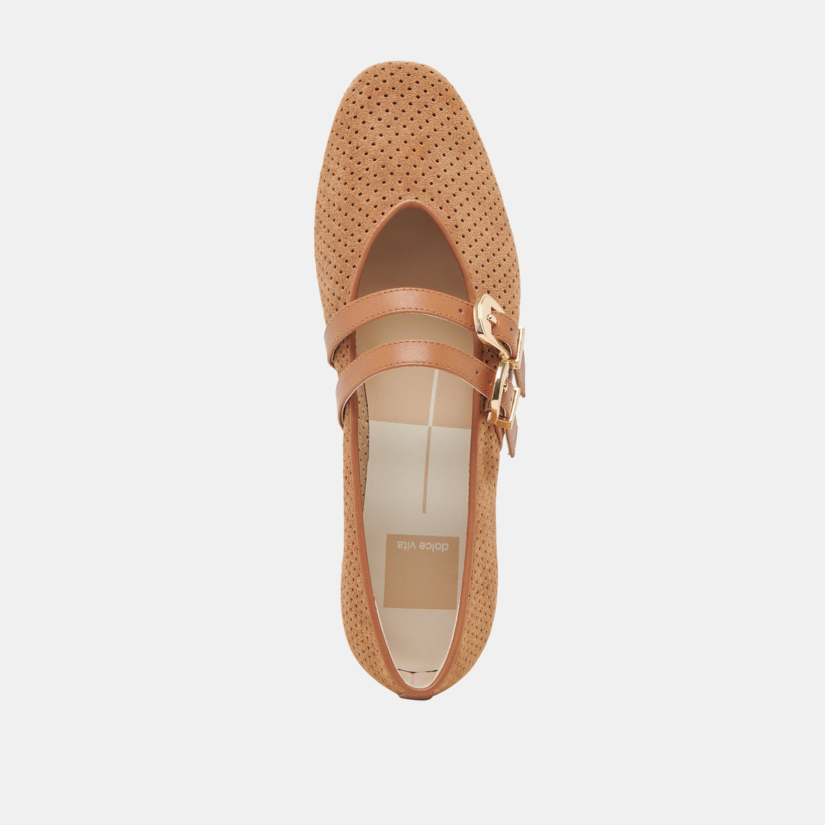 Baylee Wide Pecan Perforated Suede Ballet Flats | Dolce Vita Top Pick