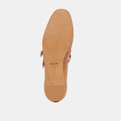 Baylee Wide Pecan Perforated Suede Ballet Flats | Dolce Vita Top Pick