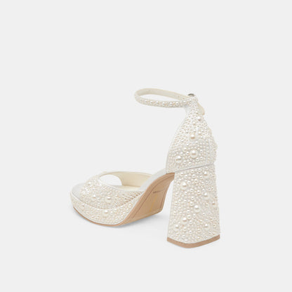 PANDRO PEARL WIDE HEELS TRUE WHITE SATIN
 – Dolce Vita | Dolce Vita Trending