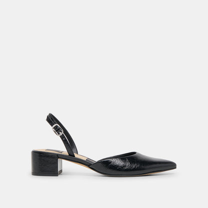 Carel Wide Midnight Crinkle Patent Leather Heels | Dolce Vita Quality