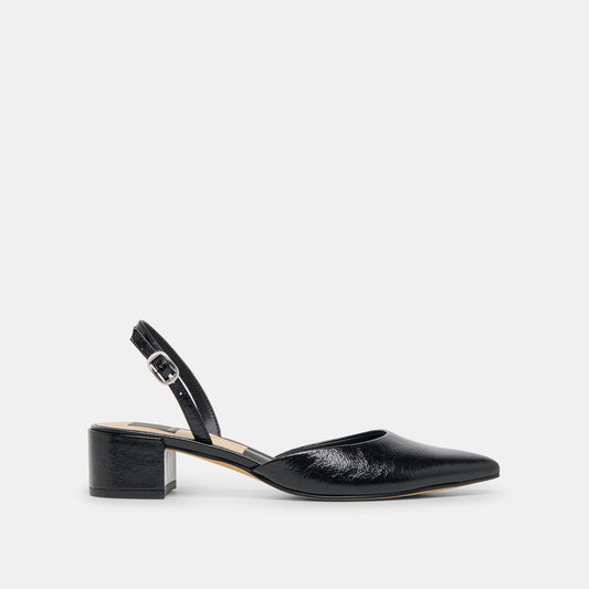 Carel Wide Midnight Crinkle Patent Leather Heels | Dolce Vita Quality