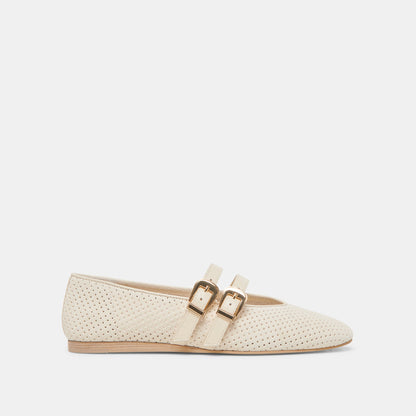 Baylee Wide Bone Perforated Suede Ballet Flats | Dolce Vita Essential