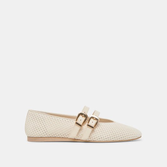 Baylee Wide Bone Perforated Suede Ballet Flats | Dolce Vita Essential