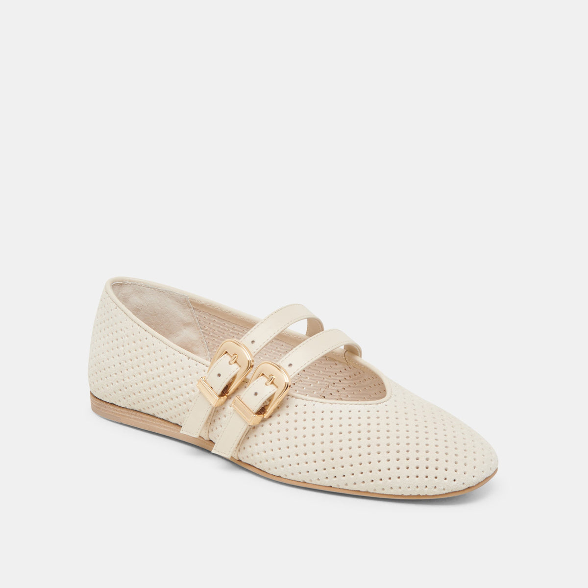 Baylee Wide Bone Perforated Suede Ballet Flats | Dolce Vita Essential