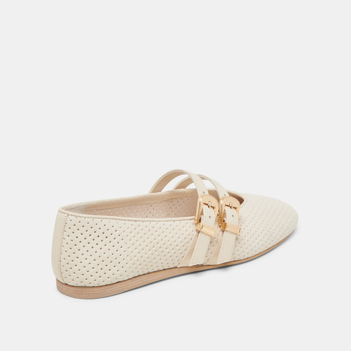 Baylee Wide Bone Perforated Suede Ballet Flats | Dolce Vita Essential