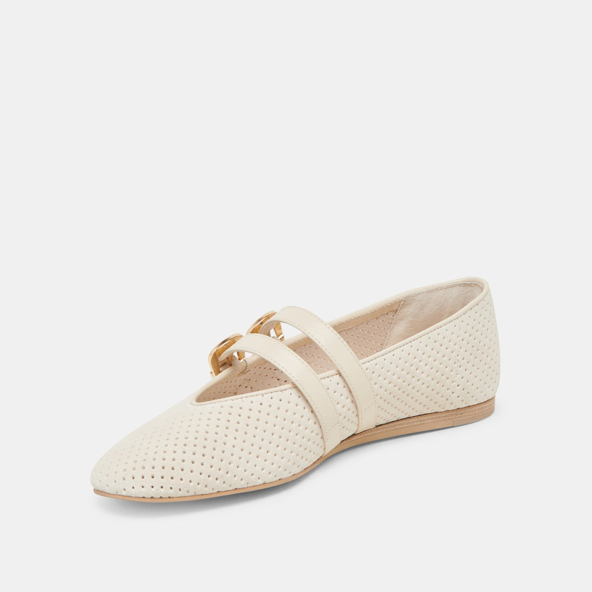 Baylee Wide Bone Perforated Suede Ballet Flats | Dolce Vita Essential