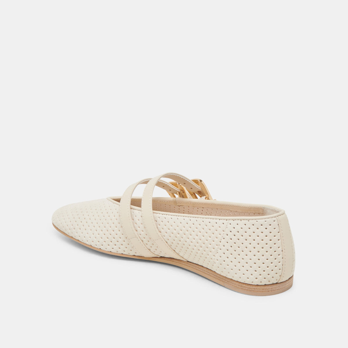 Baylee Wide Bone Perforated Suede Ballet Flats | Dolce Vita Essential