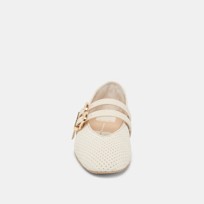 Baylee Wide Bone Perforated Suede Ballet Flats | Dolce Vita Essential