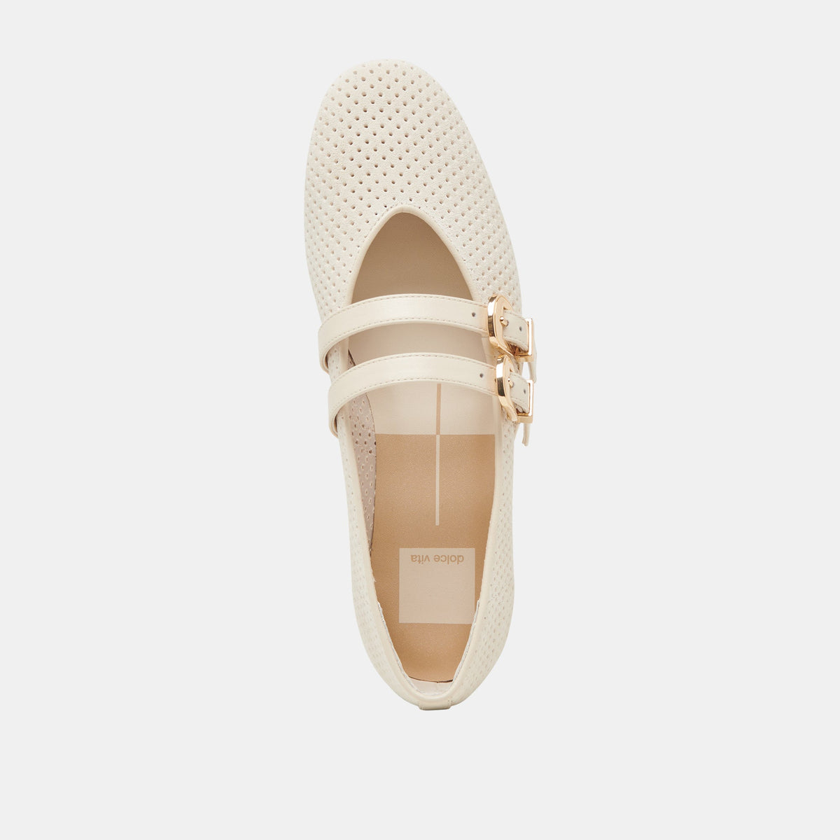 Baylee Wide Bone Perforated Suede Ballet Flats | Dolce Vita Essential
