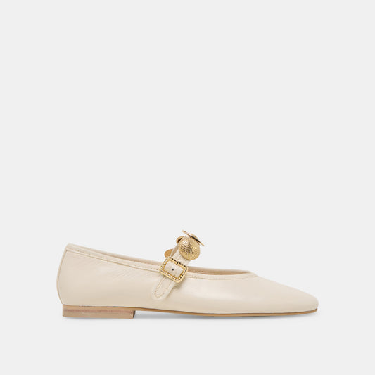 Relan Wide Off White Leather Ballet Flats | Dolce Vita Customer Favorite