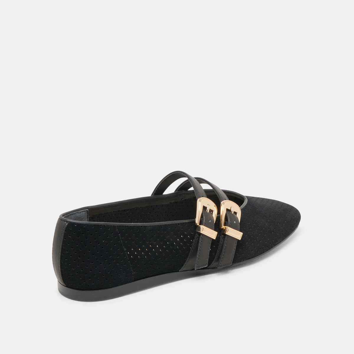 Baylee Wide Onyx Perforated Suede Ballet Flats | Dolce Vita Special Offer