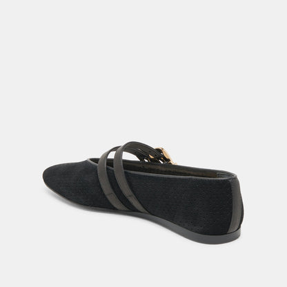 Baylee Wide Onyx Perforated Suede Ballet Flats | Dolce Vita Special Offer