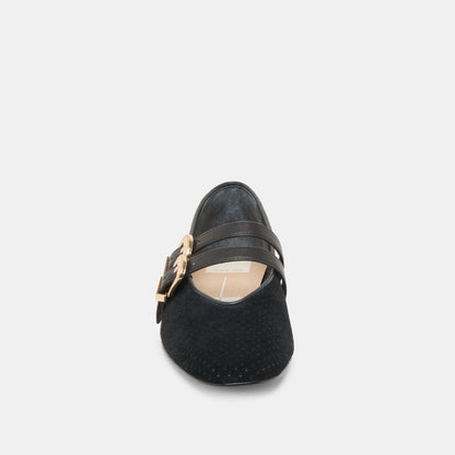 Baylee Wide Onyx Perforated Suede Ballet Flats | Dolce Vita Special Offer