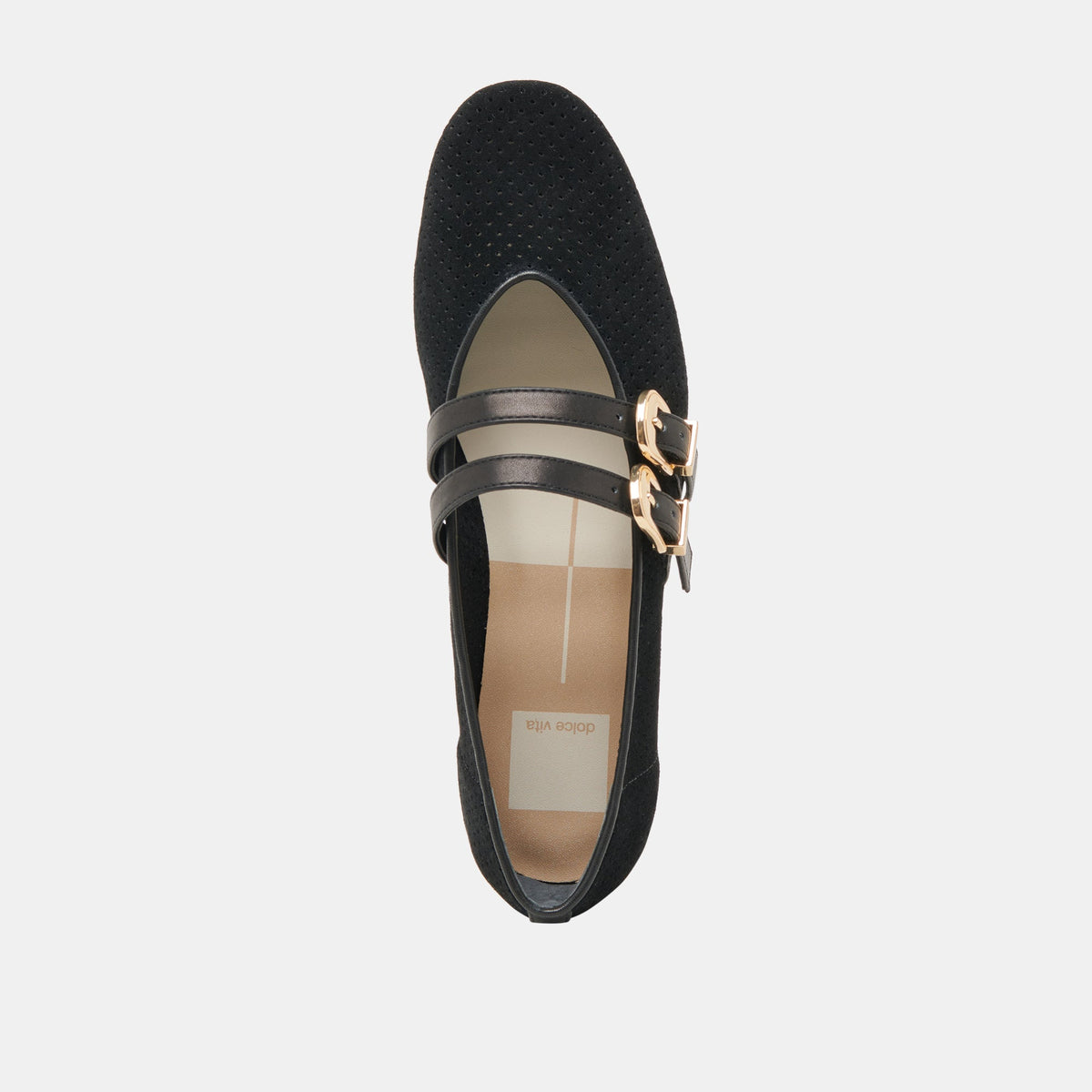 Baylee Wide Onyx Perforated Suede Ballet Flats | Dolce Vita Special Offer
