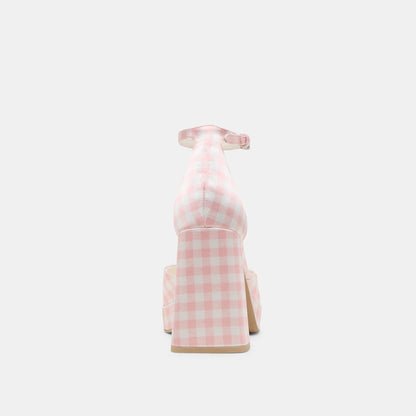 Pandro X Byrdie Golf Pink Plaid Gingham Wide Heels | Dolce Vita Classic