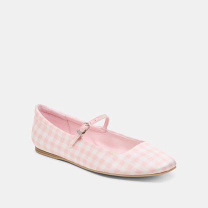 Reyes X Byrdie Golf Pink Plaid Gingham Wide Ballet Flats | Dolce Vita Customer Favorite