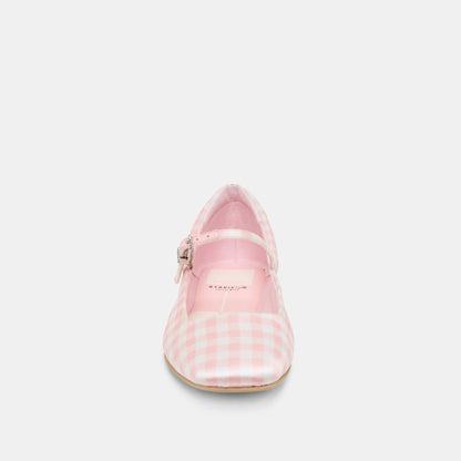 Reyes X Byrdie Golf Pink Plaid Gingham Wide Ballet Flats | Dolce Vita Customer Favorite