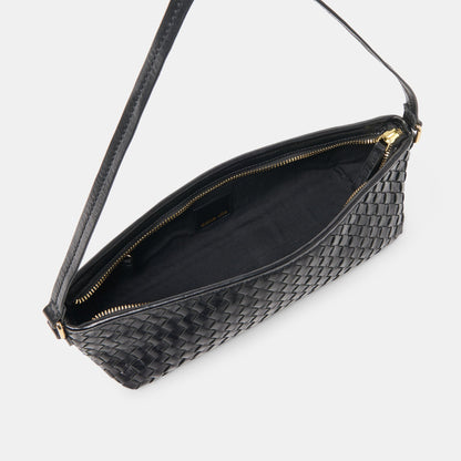 Savaii Black Woven Leather Shoulder Bag | Dolce Vita Great Value