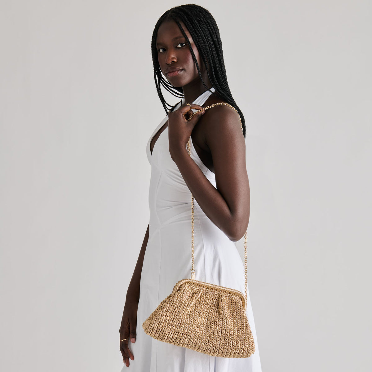 Ione Gold Crochet Clutch | Dolce Vita Best Seller