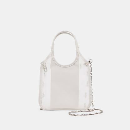 SYLVENE PEARL White Mesh Removable Crossbody Handbag | Dolce Vita Essential