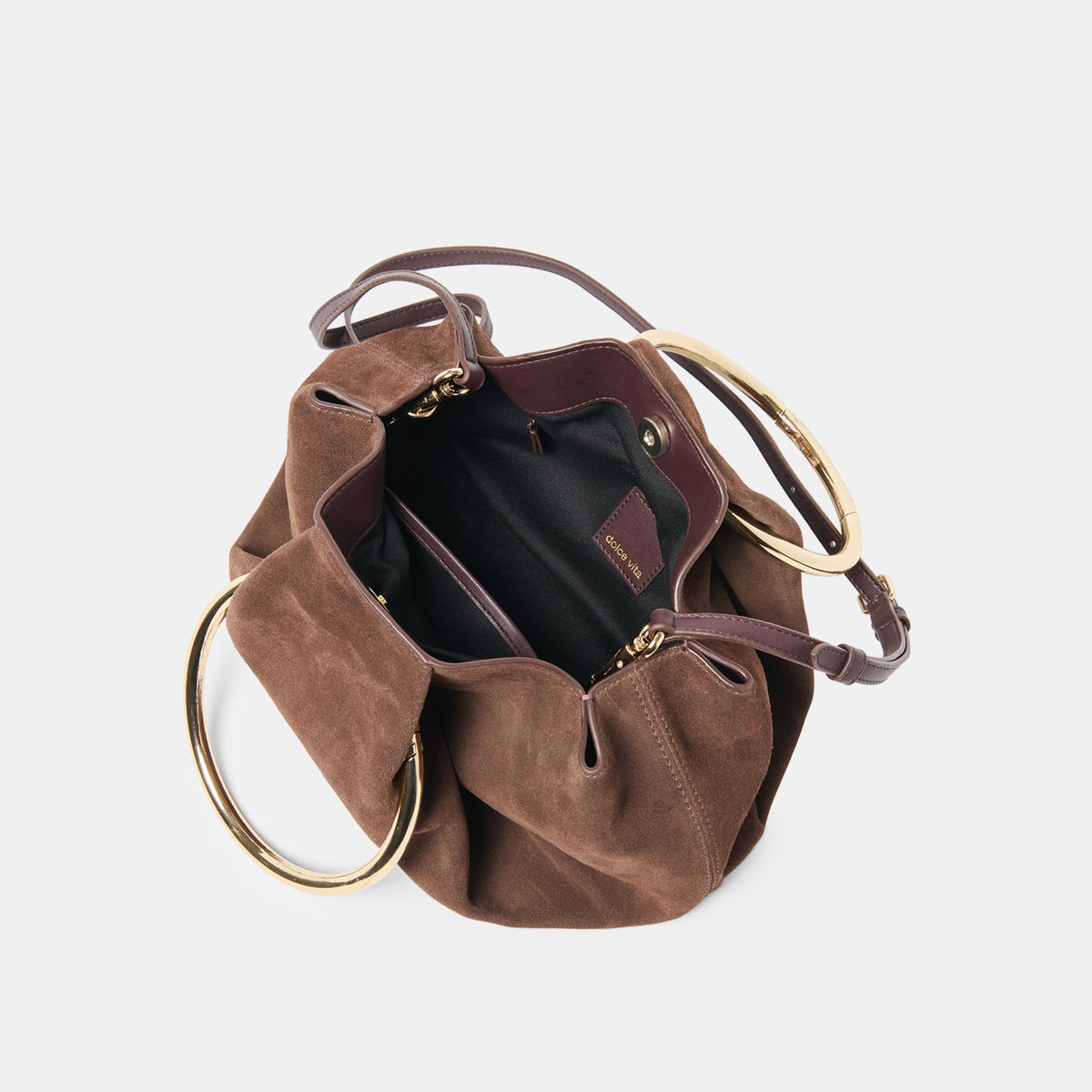 Channing Espresso Suede Handbag | Dolce Vita Essential