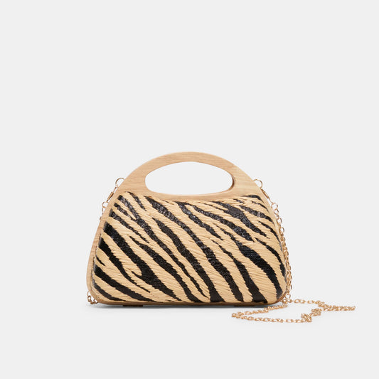 Maelie Black Natural Zebra Raffia Handbag | Dolce Vita Top Pick