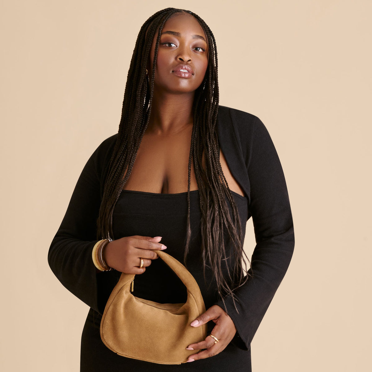 Frankie Brown Suede Handbag | Dolce Vita Featured