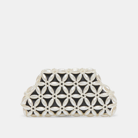 Marlow Black Satin Pearl Clutch | Dolce Vita Trusted