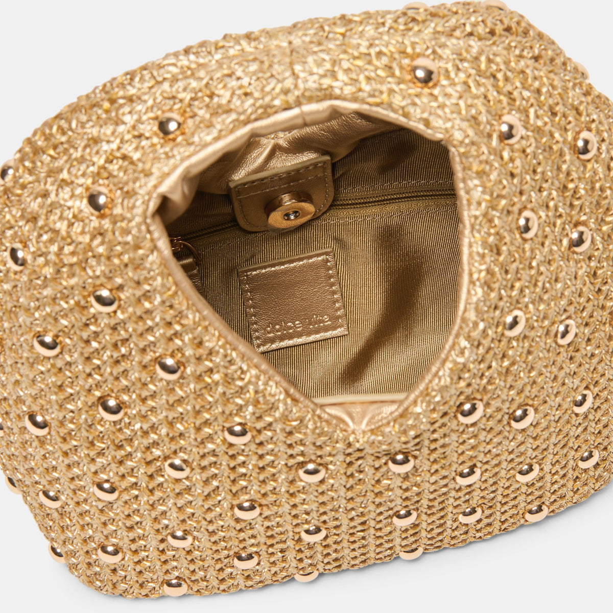 Dahlia Gold Raffia Handbag | Dolce Vita Trusted