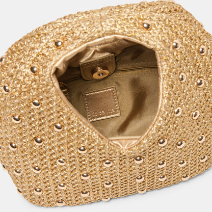 Dahlia Gold Raffia Handbag | Dolce Vita Trusted