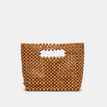 LINZY Natural Wood Top-Handle Handbag with Crossbody Strap | Dolce Vita Premium