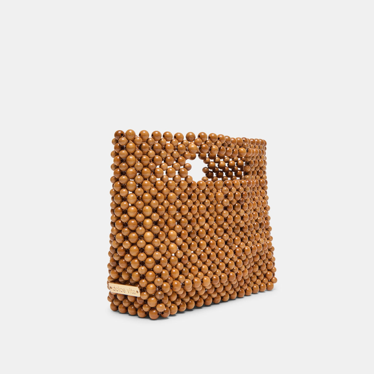 LINZY Natural Wood Top-Handle Handbag with Crossbody Strap | Dolce Vita Premium