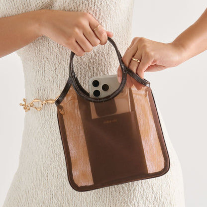 SYLVENE Chocolate Mesh Removable Crossbody Handbag | Dolce Vita Special Offer
