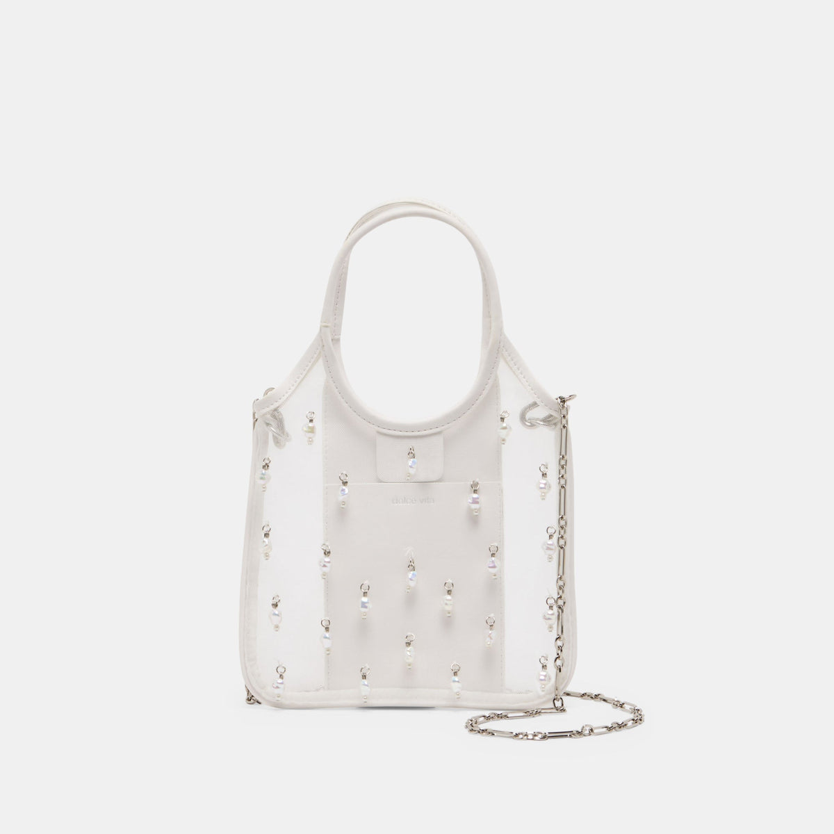 SYLVENE PEARL White Mesh Removable Crossbody Handbag | Dolce Vita Best Price