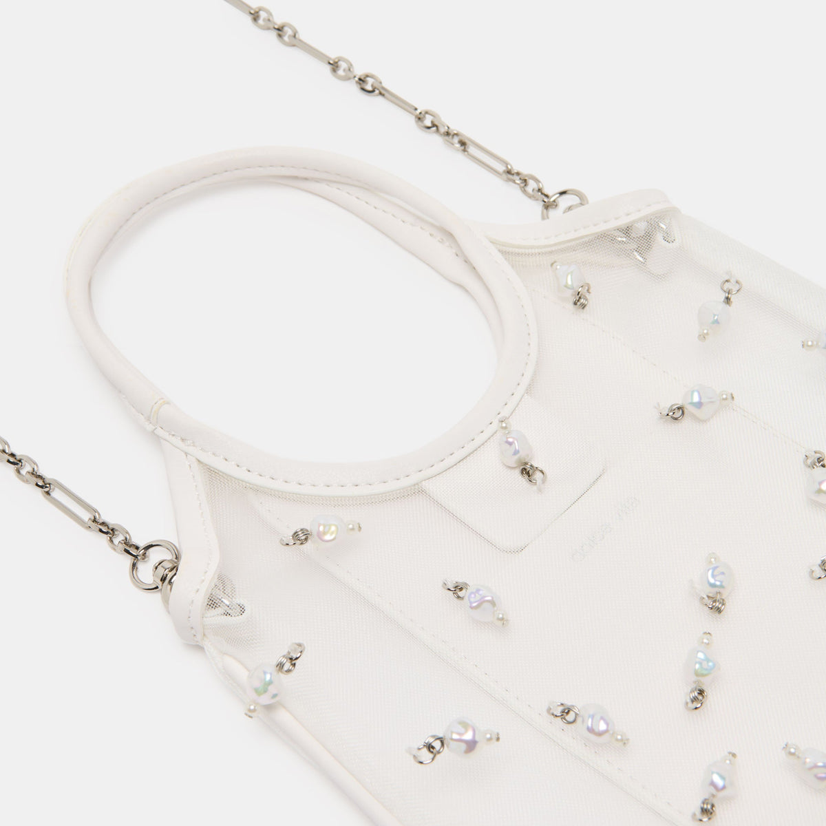 SYLVENE PEARL White Mesh Removable Crossbody Handbag | Dolce Vita Best Price