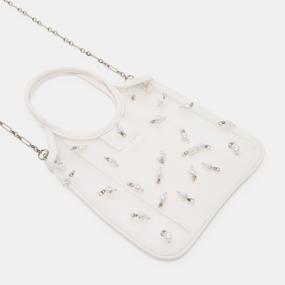 SYLVENE PEARL White Mesh Removable Crossbody Handbag | Dolce Vita Best Price
