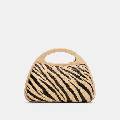 Maelie Black Natural Zebra Raffia Handbag | Dolce Vita Trusted