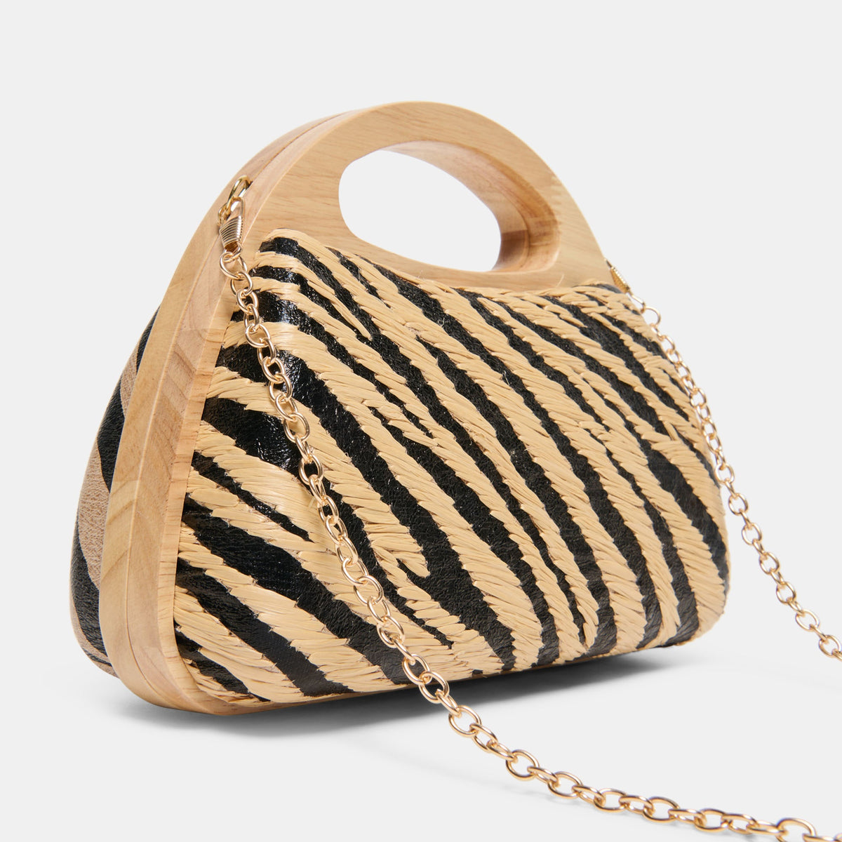 Maelie Black Natural Zebra Raffia Handbag | Dolce Vita Trusted