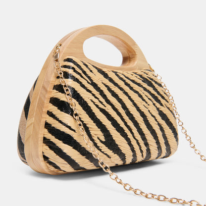 Maelie Black Natural Zebra Raffia Handbag | Dolce Vita Trusted