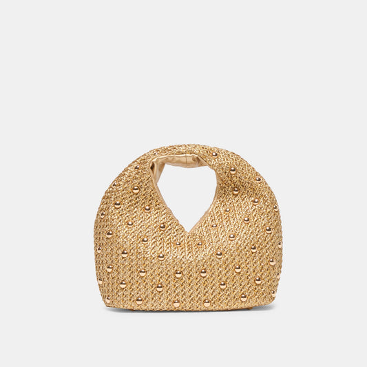 Dahlia Gold Raffia Handbag | Dolce Vita New