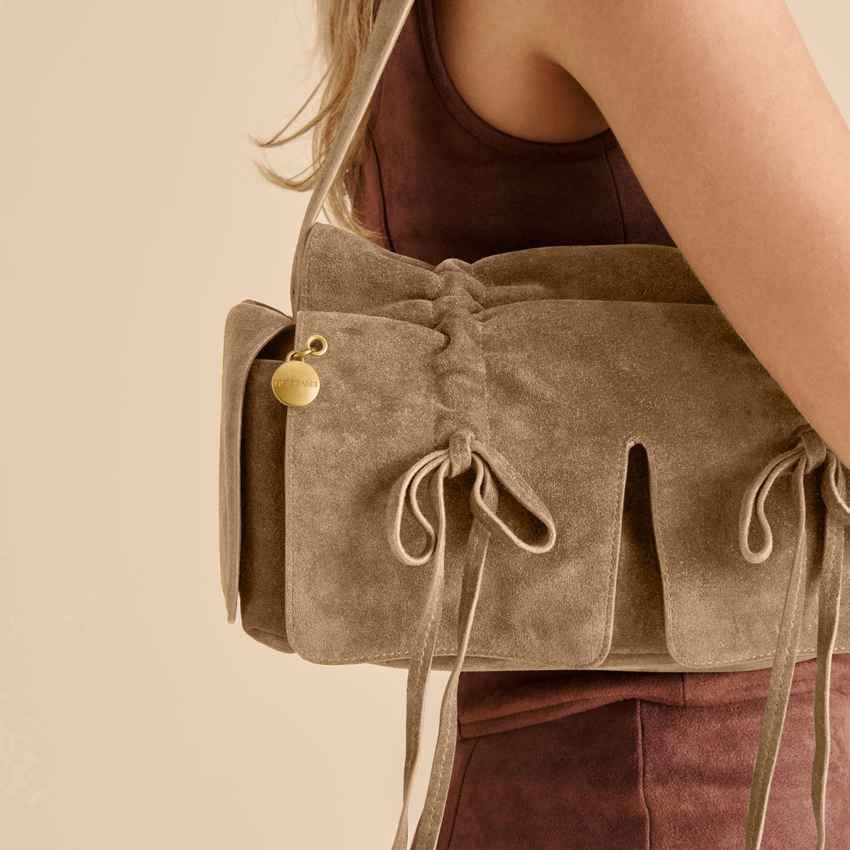Hudson Olive Suede Shoulder Bag | Dolce Vita Featured